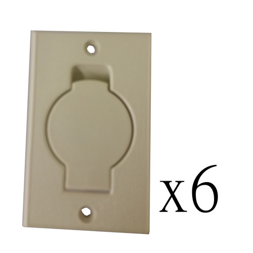 6 Standard Central Vacuum Ivory Wall Valve Inlet 1 3/8" 