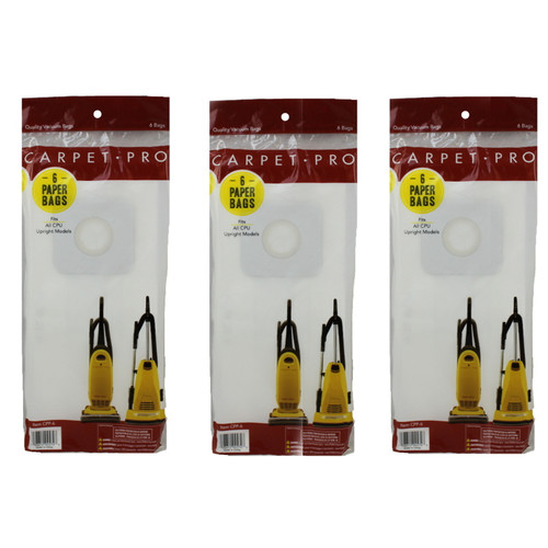 18 Carpet Pro Vacuum Cleaner Bags, CPU Commercial Vacuum Bags Part# 06.153 (CPP-6)