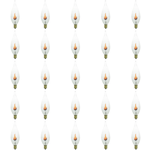 25 Flicker Flame Light Bulbs for 3C32 Candelabra Base