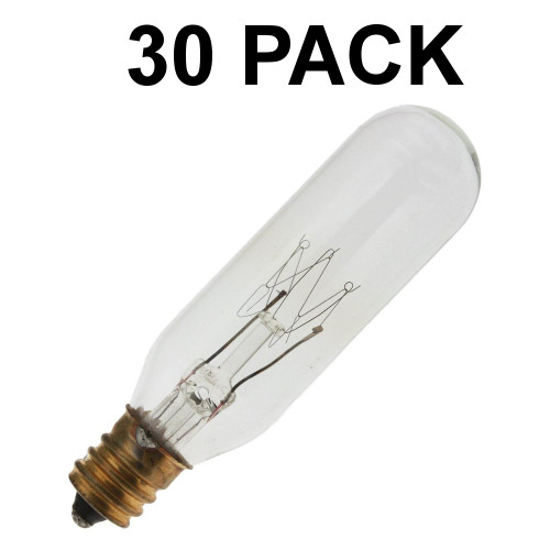 30-Pack 15W 145V T6 Clear E12 Candelabra Incandescent Bulb 15T6/145V Exit Sign