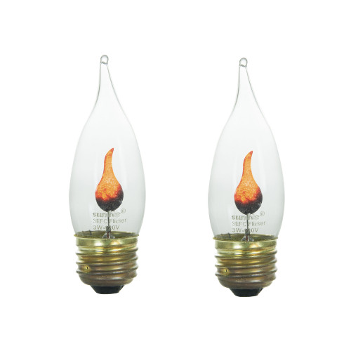 2-Pack Flame Light Bulb Flicker Edison E26 Standard Base Flickering Orange Glow