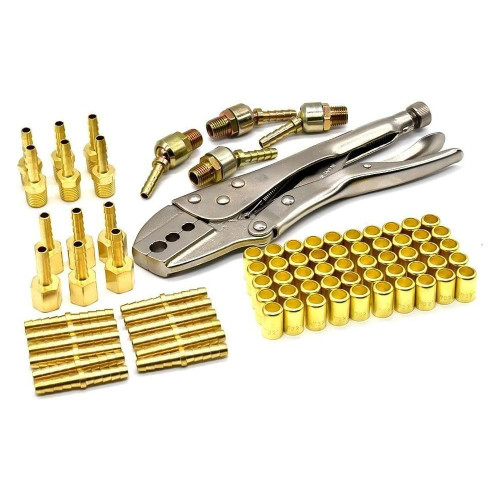 Interstate Pneumatics H4FK Hose Repair Kit with Crimp Tool (For 3/16", 1/4")