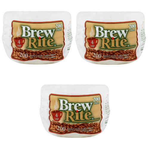 Coffee Filters 4 Cup Coffee Filters Paper Cupcake Style 200 ct, 3 Pack