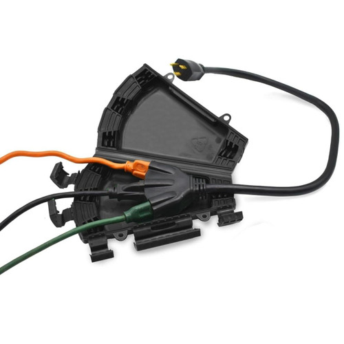 Twist and Seal Outdoor Tri-Tap Extension Cord Plug Head Safety Cover Cord Vault