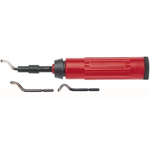 Shaviv Set E with Classic Red Handle Heavy Deburr with 1 ea E100 E200, E300 Blades & E Blade Holder