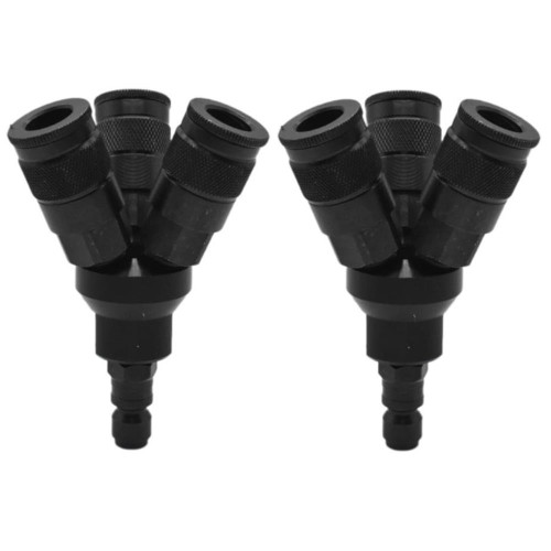 2 Interstate Pneumatics FPM44-KA6 Aluminum Round Manifold Kit w/ (3) 3/8" Automotive Couplers & Plug