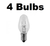 7 Watt, C7 Night Light, 120 / 130 Volt, Clear, E12 Candelabra Base 4 Bulbs