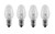 Box of 4 Nightlight Bulbs 15C7, Clear, 15 Watt, 120 Volt, E12 Candelabra Base