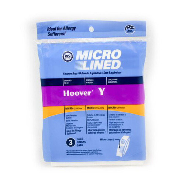 3 Hoover Type Y Vacuum Bags Fits Hoover WindTunnel Upright Vacs by DVC