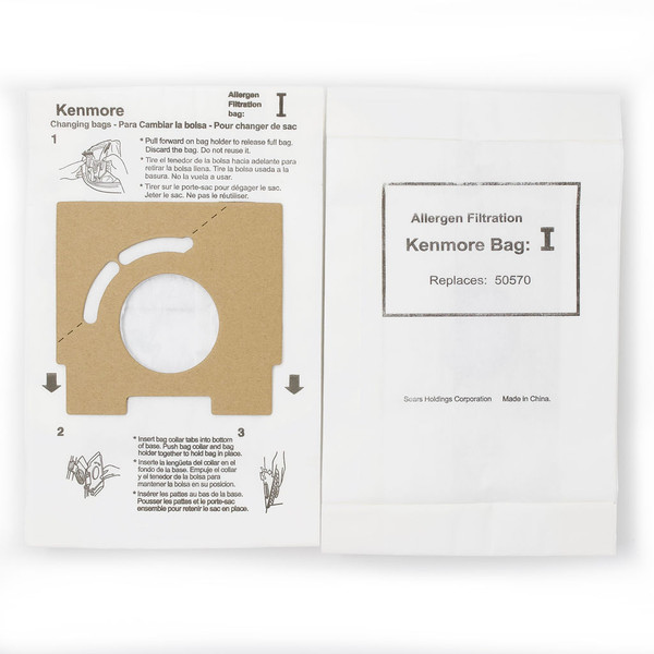DVC Micro-Lined Paper Replacement Bags Type I Fit Kenmore Canister Vacuums 11628075890 and 11628085790 - 6 Bags