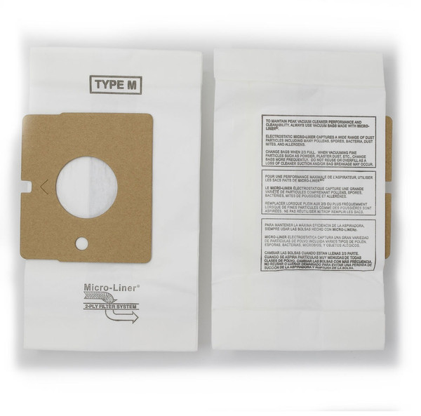 DVC Micro-Lined Paper Replacement Bags Type M Fit Kenmore Blue Magic and LG Canister Vacuums - 3 Bags