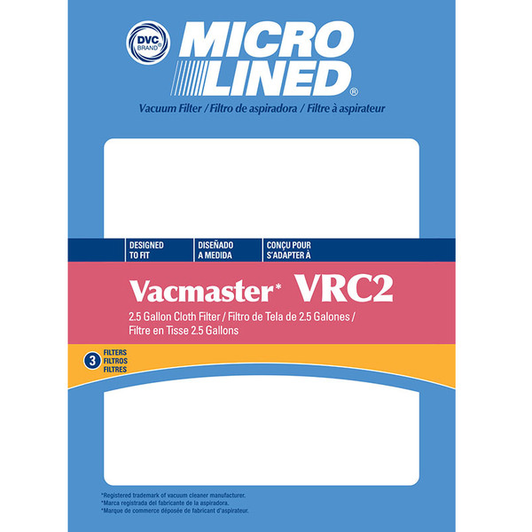 DVC Micro-Lined Replacement Cloth Filter CVRC2 Shop Vac Vacmaster Vacuum  - 3 Filters