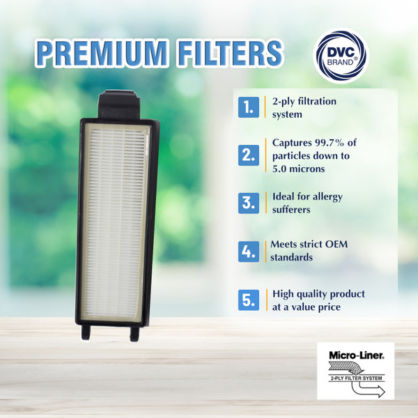 DVC Micro-Lined Replacement Filter Type HF-5 Fit Eureka Sanitaire 5740, 5800, 5810, 5840, 5890, 5900 Series Uprights