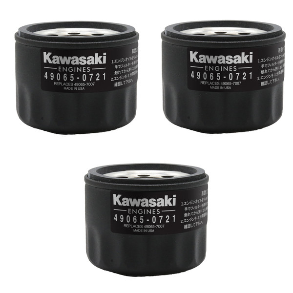 Pack of 3 Genuine Kawasaki 49065-7007 49065-0721 Oil filter Made in the USA