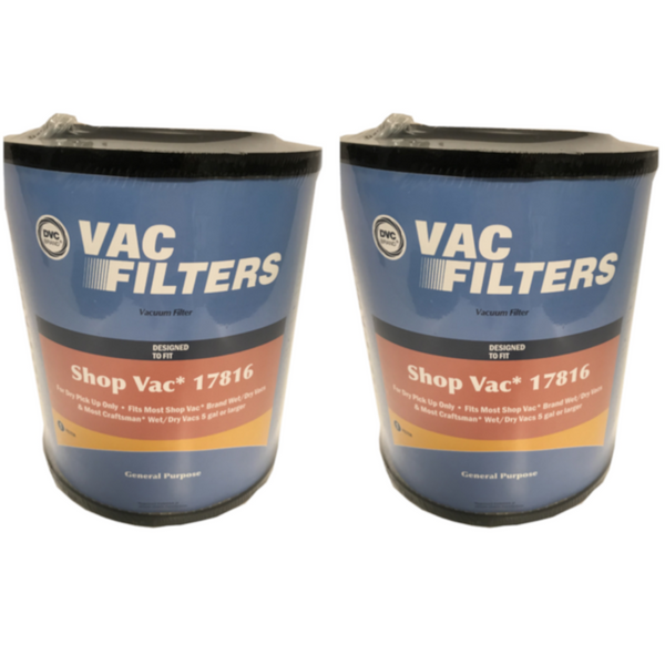 2 DVC Red Stripe Filter for Shop Vac / Craftsman Replaces Part Number 17816