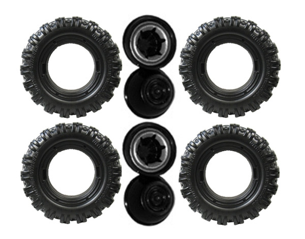 Power Wheels Hurricane 4 Wheel Replacement Tire & Retainers J4394-2529