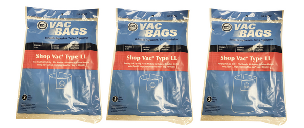 9 DVC Vacuum Bags for Shop Vac 4 Gallon Replaces Type LL and #90660