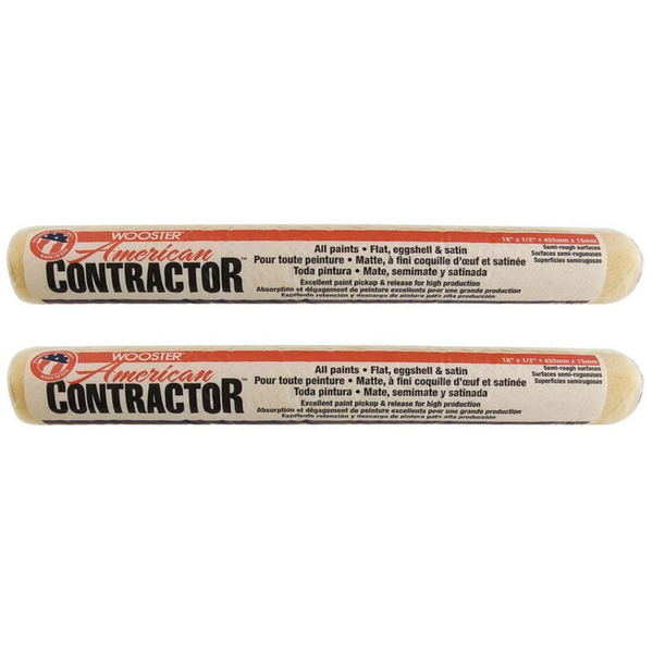 2 Wooster Brush R363 18 inch American Contractor 1/2 inch Nap Paint Roller
