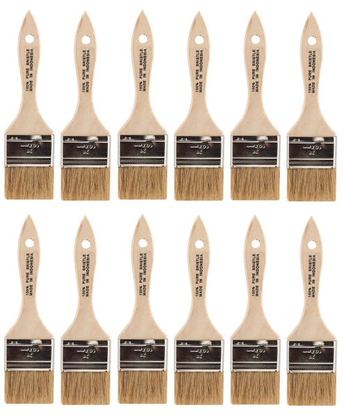 2" Chip Brush for Epoxy, Adhesives, Glue, Varnish, Stain, Boat, Workshop, 12 Pack
