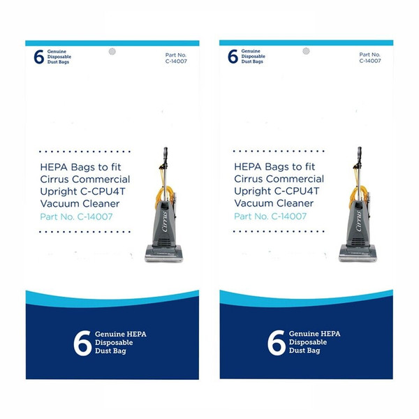 Cirrus CPU4T Hepa Upright Vacuum Cleaner Disposable Bags (2Pack 12Bags) // PMRC03, C-14007