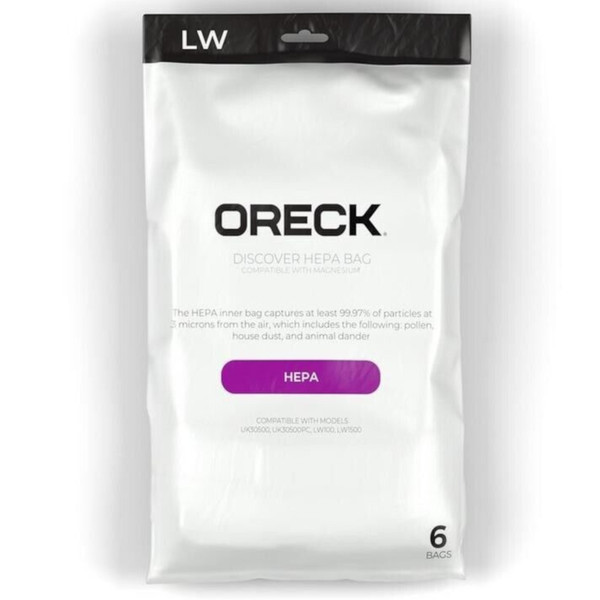 6 Oreck Discover UK30500, UK30500PC, LW100, LW1500 Replacement HEPA Vacuum Bags