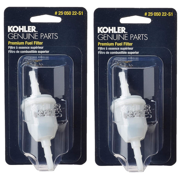 Kohler (2 Pack) 25 050 22-S1 Engine Fuel Filter 51 Micron with 1/4 Fuel Line