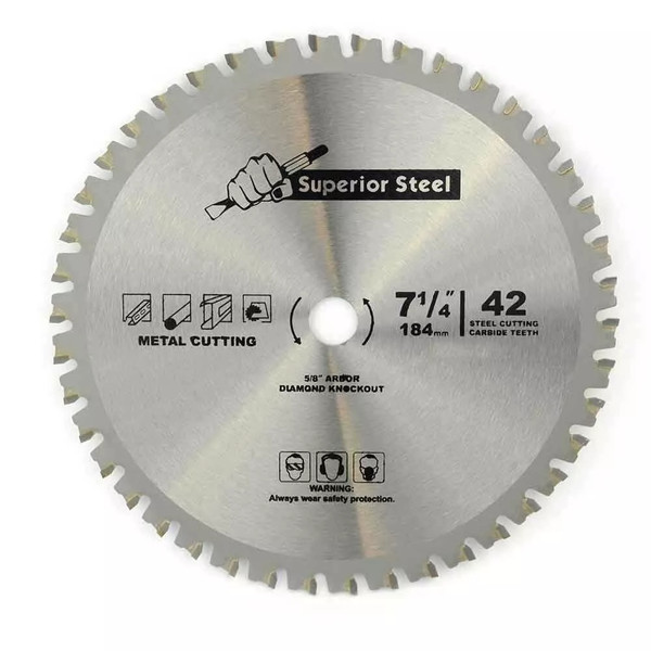 Superior Steel 18542 7-1/4" 42 Teeth 5/8" Arbor Metal Ferrous Cutting Carbide Tipped Saw Blade -18542