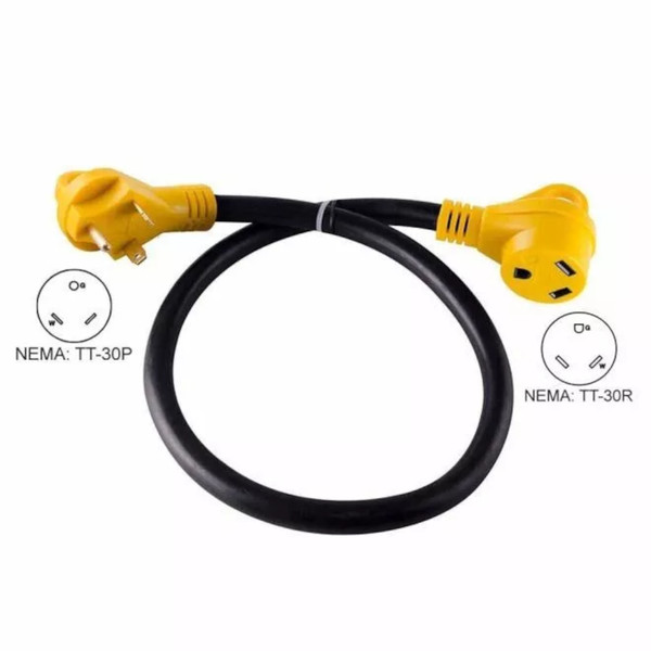 Superior Electric RVA1526 15 ft. 30 Amp NEMA TT-30R RV 10AWG Extension Cord Plug NEMA TT-30P W/Handle