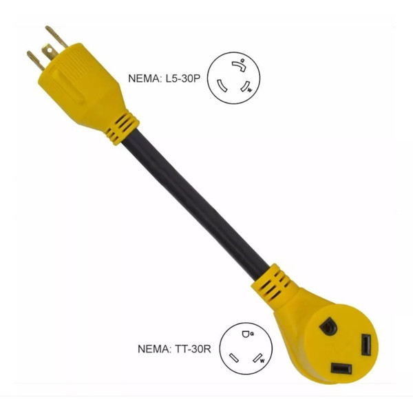 OEM Superior RVA1537 Generator 30 Amp to RV 30 Amp Female 12" 10AWG/3 Cord