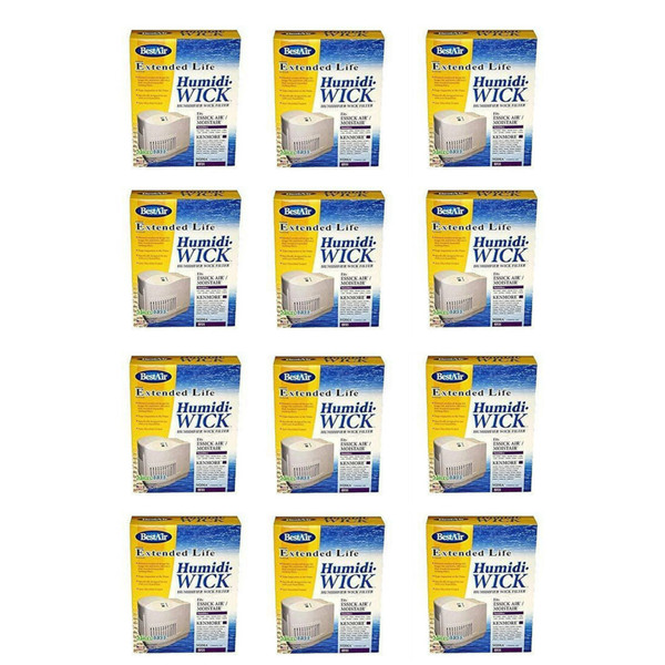 BestAir EF21-PDQ-3 Extended Life Humidifier Replacement Paper Wick Humidifier Filter, 10.7"x 8.3"x 3.2", For Emerson, Sears & Kenmore Models, 12 Pack