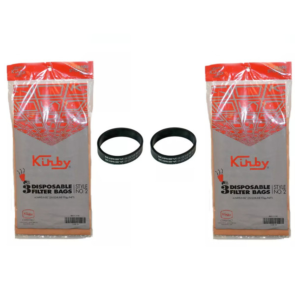 Kirby Heritage Upright Vacuum Style 2, 6Pk Disposable Paper Bags With 2pk Belts