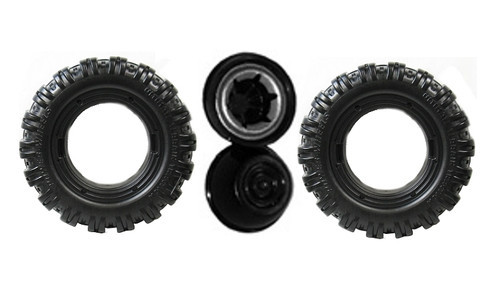 Power Wheels F150 Raptor DMM94 & FJJ63 2 Wheel Replacement Tire & Retainers J4394-2529
