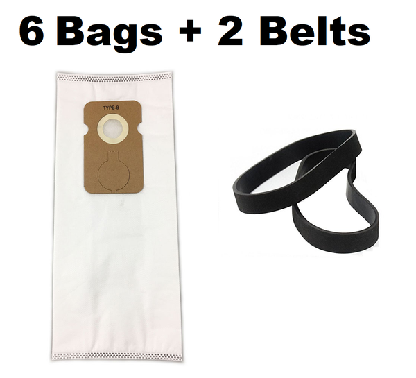 6 HEPA Allergy Type B Vacuum Bags for Simplicity 7 Series Riccar 7000 8000 & 2 Belts