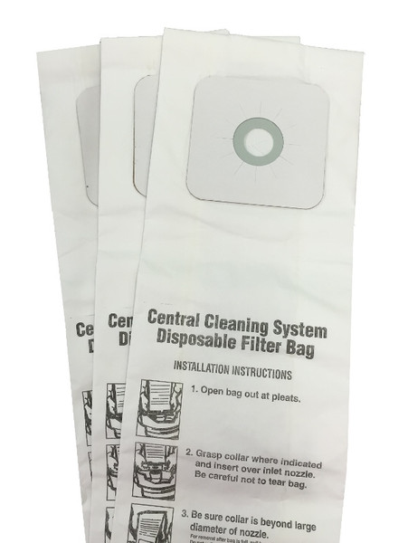 3 Central Vac Bags for Nutone CV350, CV352, CV353, CV450, CV653, CV750