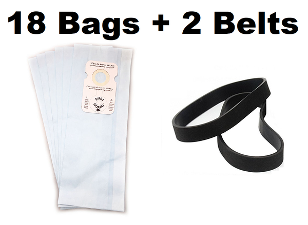 18 Vacuum Bags for Riccar Type B 8955, 8850, 8650, 8950, 8925, 8920, 8625 Plus 2 Belts
