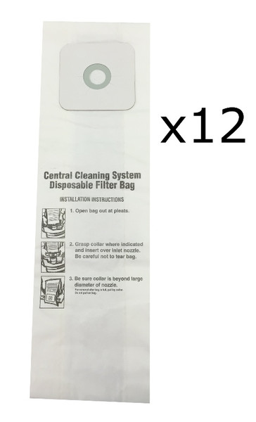 12 Central Vac Bags for Nutone CV350, CV352, CV353, CV450, CV653, CV750