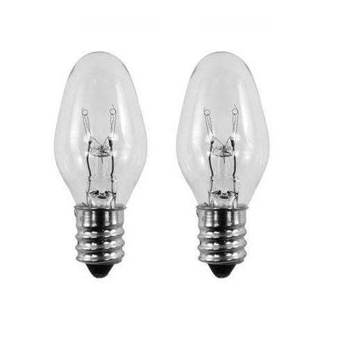 Box of 2 Nightlight Bulbs 15C7, Clear, 15 Watt, 120 Volt, E12 Candelabra Base