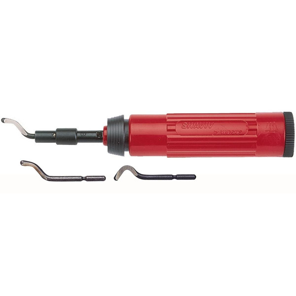 Shaviv Set E with Classic Red Handle Heavy Deburr with 1 ea E100 E200, E300 Blades & E Blade Holder