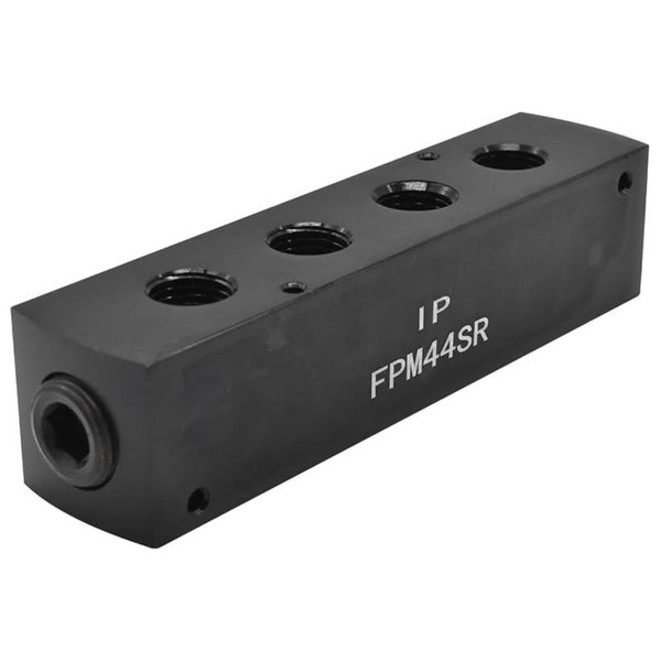3/8" FPT (Inlet) x 1/4" FPT (4 Outlets) Aluminum Rectangle Pencil Manifold Reducer