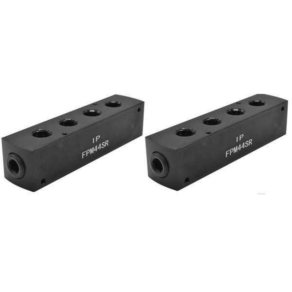 2 Interstate Pneumatics FPM44SR 3/8"x1/4" FPT Aluminum Rectangle Pencil Manifold