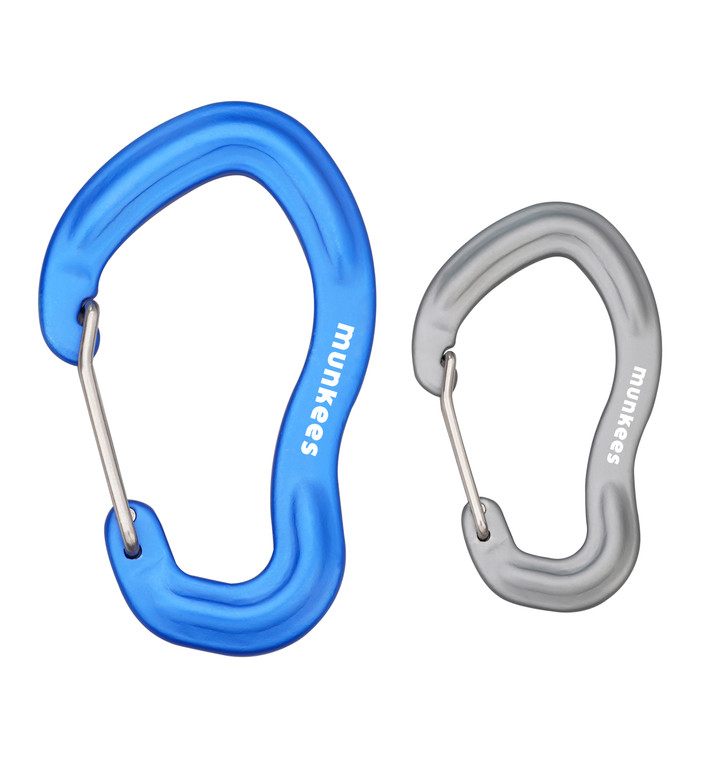 Blue & Silver Forged Biner w/ Wiregate 56 mm + 75 mm (2 pack)
