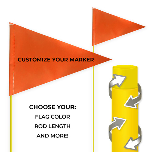 Customize your Tile and Field Marker flag with dura-shield rod. Choose your flag color, rod length, rod tape, and flag laminate.