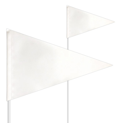 White 6 ft. tile and field marker with a 9x12" vinyl pennant flag.