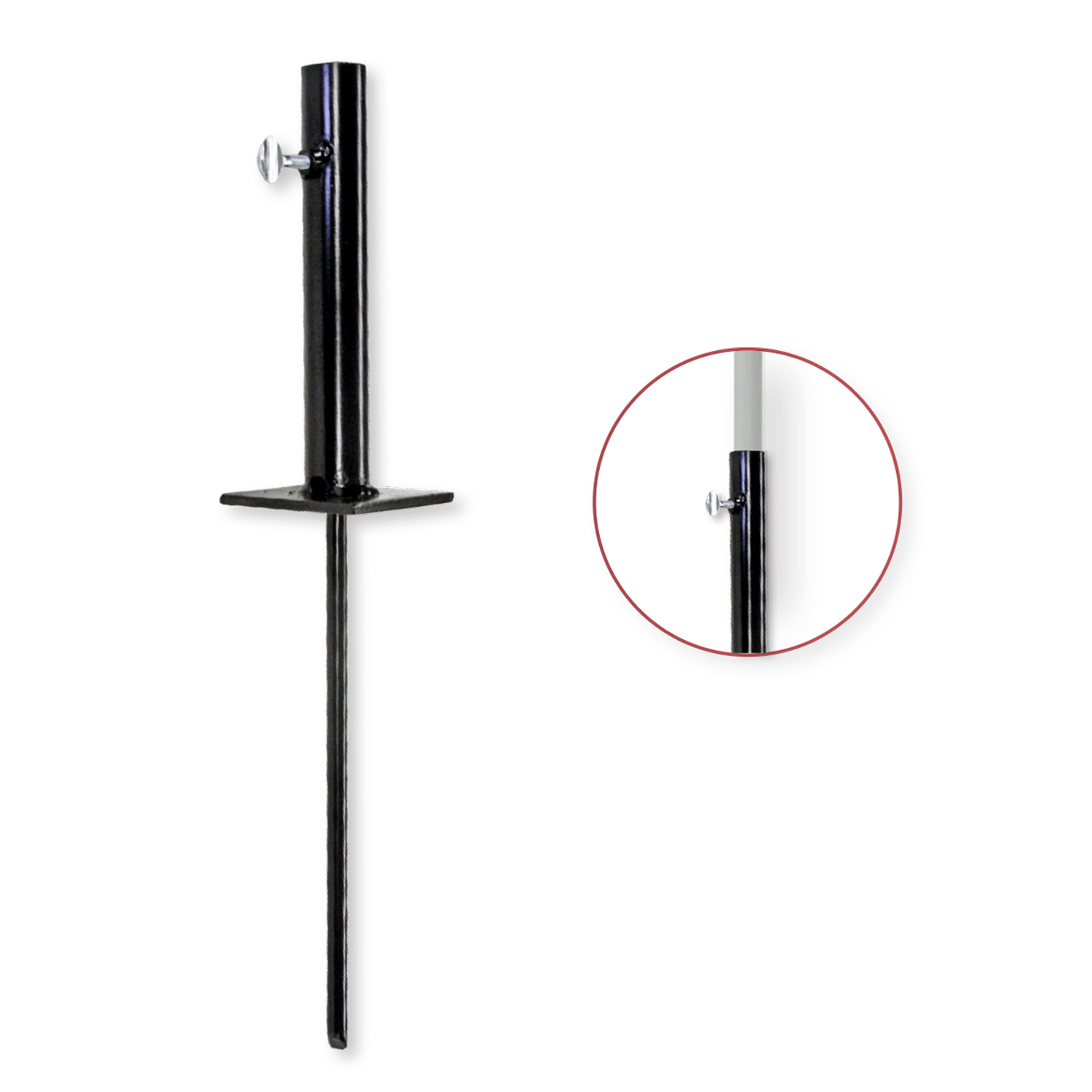 Aluminum Ground Spike Stake For Flag Poles – Portable, 20-Inch Height, Gray