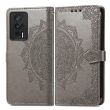 For Xiaomi Redmi K60 Pro Mandala Flower Embossed Leather Phone Case(Grey)