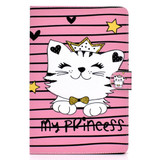 For 8 inch Universal Colored Drawing Pattern Horizontal Flip PU Leather Case with Holder & Card Slots(Crown Cat)