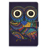 For Samsung Galaxy Tab A 10.1 (2019) T510/T515 Colored Drawing Pattern Horizontal Flip PU Leather Case with Holder & Card Slot(Owl)