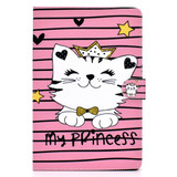 For 10 inch Universal Colored Drawing Pattern Horizontal Flip PU Leather Case with Holder & Card Slots(Crown Cat)