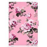 For 8 inch Universal Colored Drawing Pattern Horizontal Flip PU Leather Case with Holder & Card Slots(Pink Flowers)
