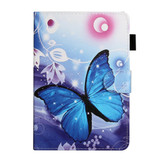 For 8 inch Universal Tablet PC Colored Drawing Pattern Horizontal Flip PU Leather Case with Holder & Card Slot(Blue Butterfly)